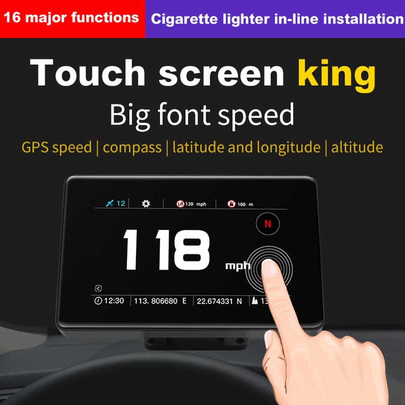 Universal Car HUD Display Multi Function Speed Fuel Warning Windshield