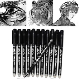 WONOLO 12PCS 0.5mm Erasable Pen Black Gel Ink Roller Ball Pens Set Office Home Stationery Party Gift
