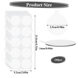 HJZHII 240PCS Double Sided Tape for Acoustic Foam Panels, 1in Round Double Sided Strong Adhesive Removable Mounting Tape Sound Proof Foam Tape Transparent Putty Heavy Duty Clear Sticker