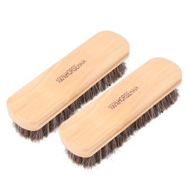 Leather Care Protecting Horsehair Shoe Brushes, Horsehair Shoe Shine Brush, Soft 2Pcs Long Shaft Slotted Boots Leather(Log Color Large)