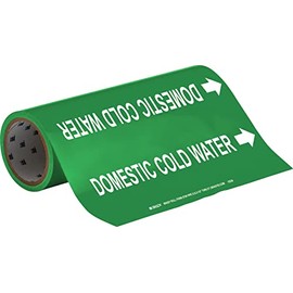 Brady 15538 Pipe Marker, Domestic Cold Water, Green