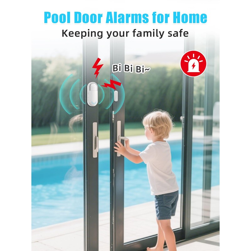 Sanjie Door Alarms for Kids Safety/Home Security/Dementia,Pool Door Alarm Wireless,4