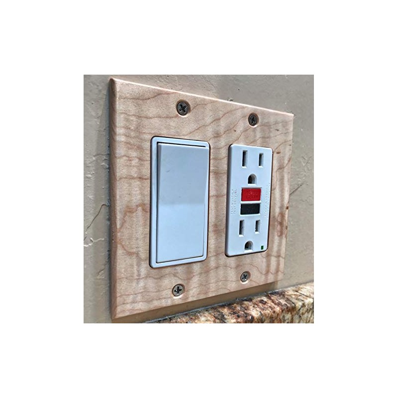 (2 Pack) Maple 2-Gang Light Switch Plate. Solid Wood. Handmade