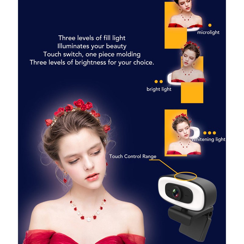 Computer Camera Driverless 3840x2160P USB 2.0 with Fill Light Microphone