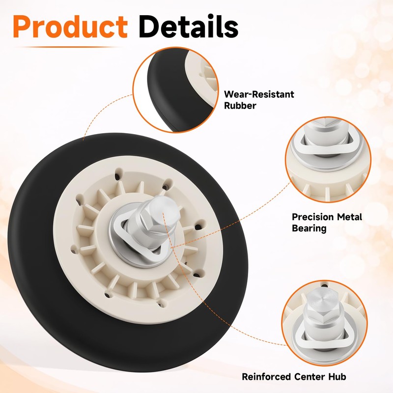 LEYURISE 4Pcs Dryer Roller Kit Compatible with GE Front Load
