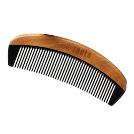 Barber Tools ✮ Comb Beard and Moustache Made of High Quality Sandalwood and Buffalo Horn, Anti-Static with PU