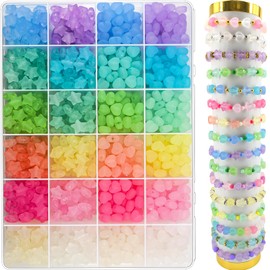 1000 piezas de cuentas de estrella de acrílico mate, cuentas Hart para hacer joyas de pulsera, cuentas de color jelly, cuentas de pasta de colores, cuentas bonitas y estéticas de Kawaii para collares