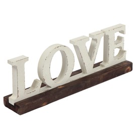 Sintosin Rustic Love Signs Decor 12", Farmhouse Wooden Love Signs for Home Decor, Distressed White Wedding Signs for Tabletop, Decorative Bedroom Signs for Valentine Thanksgiving Christmas