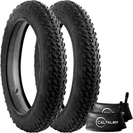 CALPALMY 26x4.0 Fat Tire and Tube Set – 2 Pack Replacement 26" Fat Bike Tires and 26x3.5/4.0 Butyl Tubes with 32mm Schrader Valve, Knobby All-Terrain Tread – Fits Fat Tire Mountain Bikes