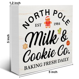 Christmas Cookie Decorations Baking Wooden Box Sign Bakery Xmas Decorative Desk Sign for Bake Lover Home Kitchen Shelf Decor 5 X 5 Inches
