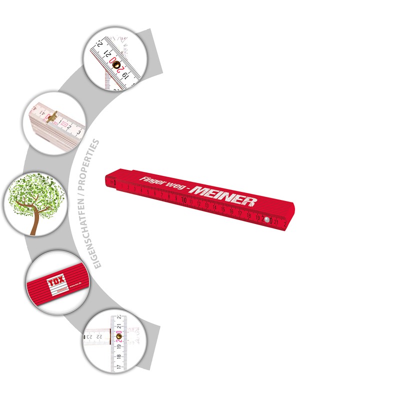 TOX Folding Ruler 2 m in Red - Measuring Stick