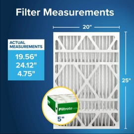 Filtrete Filtrete 20x25x5 Air Filter, MPR 700, MERV 8, Clean Living Dust, Pollen and Pet Dander Reduction 3-Month Pleated 5-Inch Air Filters, 2 Filters