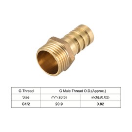 sourcing map Pack of 5 Brass Hose Nozzle, Brass Hose Connector, Connector Adapter, Hose Adapter, 14 mm Barb x 1/2 G Outer Pipe