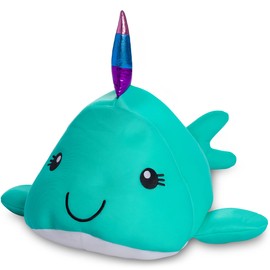 Posh Creations Floating Animal Pool Floats with EPS for Kids, Teens and Adults, Comfy Stuffed Pool Float for Lounging, Mesh - Extra Large Narwhal