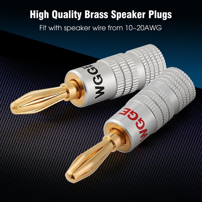 WGGE WG-009 Banana Plugs Audio Jack Connector, 24k Gold Dual