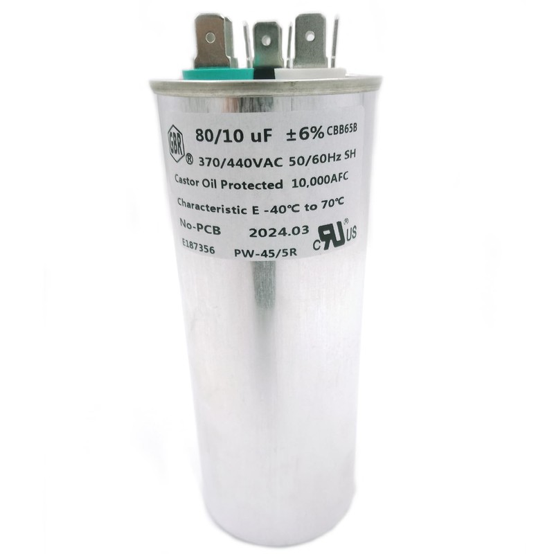CBB65B 80+10 uf/MFD ±6% 370-440 VAC Volts Round Dual Run