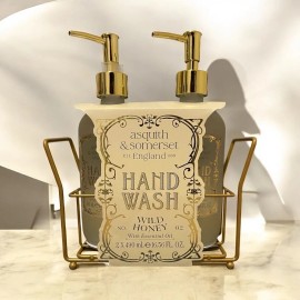 Asquith & Somerset Wild Honey Hand Wash 2pk 16.56 oz Glass Bottles + Metal Caddy