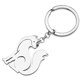 LONYOO Elegant Fox Keyring Stainless Steel Fox Gifts for Women Girls Car Key Chain Charms, Silver Plated #3