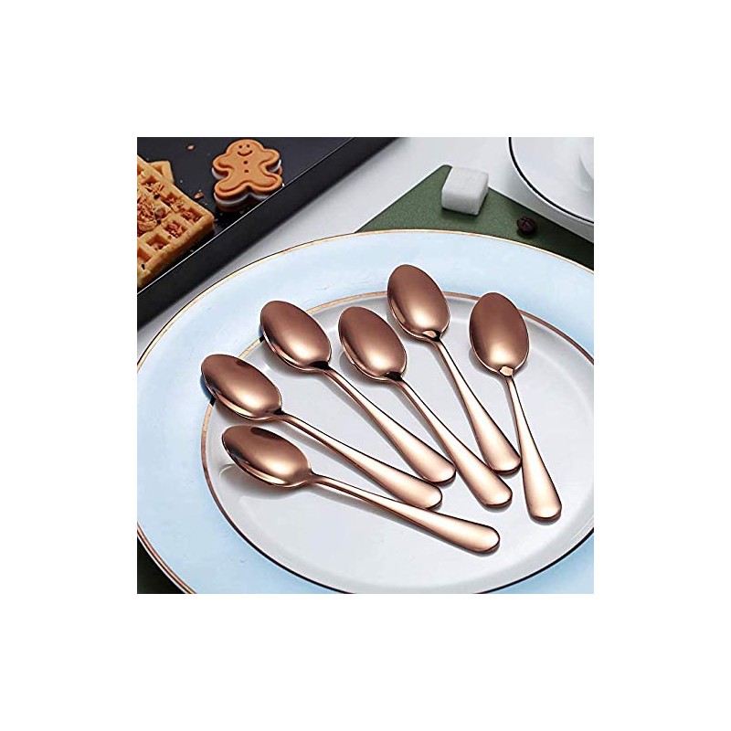 Kyraton Rose Gold Coffee & Tea Spoons, 6pc Stainless Steel