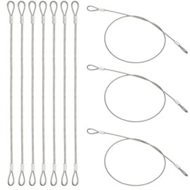 PATIKIL 10 Pcs Dia. 1.5mm Stainless Safety Cable, 20" Length Steel Security Ropes with Double Loops Braided Wire Rope Cables for Stage Light Outdoor Gate Luggage Lock Yard Lighting