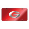 Craftique Georgia Bulldogs Laser License Plate Tag Red Background Silver
