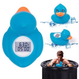 Ice Bath Thermometer & Timer, 100% Waterproof, Floating Water Thermometer for Ice Bath with Count Down/Up Timer Alarm, Blue Duck, Clear Digital Display, Cold Plunge Accessories