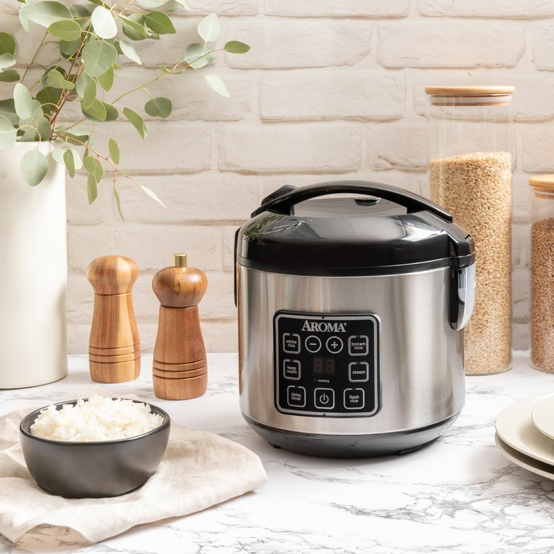 AROMA Digital Rice Cooker, 4-Cup (Uncooked) / 8-Cup (Cooked), Steamer,
