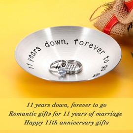 11th Anniversary steel Gifts for Her Him Couple Gifts Ideas 11 Year Anniversary Steel Gifts 4" Ring Holder Dish Jewelry Tray Wedding Gifts for wife Husband Christmas Valentines Gifts for Girlfriend