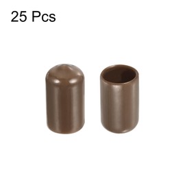 QUARKZMAN Pack of 25 Rubber Caps 12mm ID Rubber End Caps Sealing Cap Vinyl Round End Cap Cover Screw Thread Protective Caps, Brown