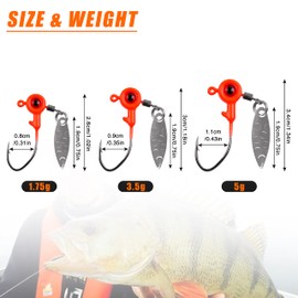 Fishing Jig Head Hooks - 10Pcs Fishing Jig Spoons with Spinner Blade Weighted Lead Head Spin Jig Hook Lure for Bass Trout Walley Crappie
