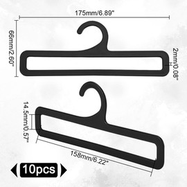 AHANDMAKER 10Pcs Scarf Hangers, Black Rectangular Towel Holder, Plastic Scarf Holder Organizer, Scarf Display Tie Organizer, Space Saving Hanging Hanger for Closet Shop Scarf Tie Belt Towel, 6.89x2.6"