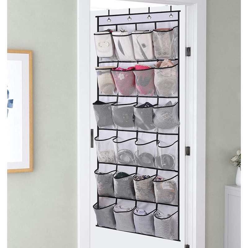 24 Mesh Pockets Over The Door Shoe Organizer Hanging Closet