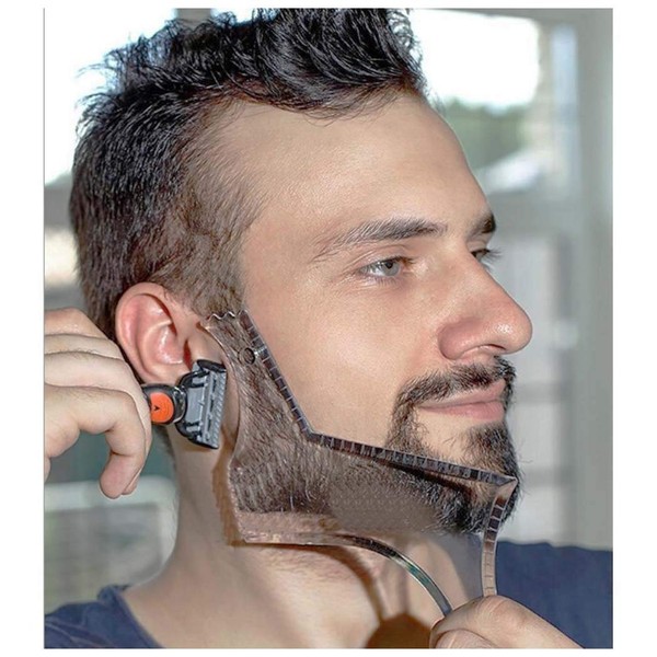 Beard Shaper Template Shaping Tool, Lucbuy Transparent Styling Comb For Beard Stencil Side Barn Facial Hair Trimming Grooming Guide Male Chin Cheek Neckline Symmetrical Curve