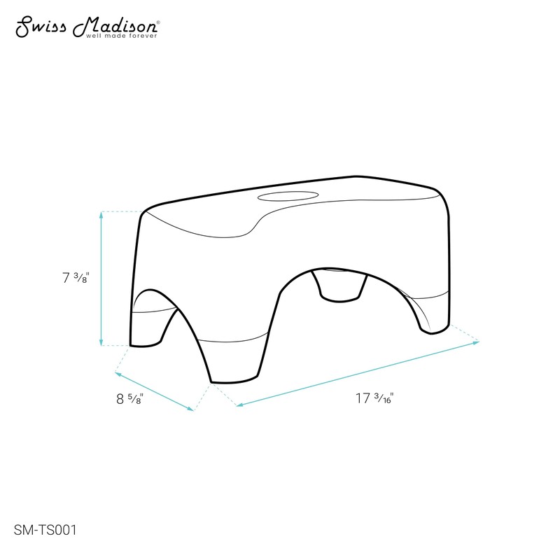Swiss Madison Well Made Forever Aqua 7" Toilet Stool in