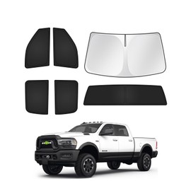 Canvcle Sunshades for Dodge Ram 2500 3500 2010-2025 2026 Accessories Windshield Sun Shade Side Rear Window Shade Cover Sun Visor Shield Privacy Protection Keep Vehicle Cool Black 6PCS
