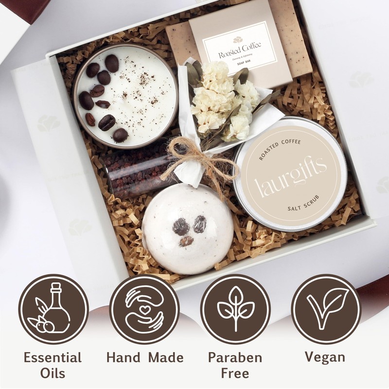 LaurGifts Birthday Gift for Women Coffee Scented Basket Set Box
