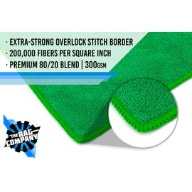 The Rag Company - All-Purpose Microfiber Terry Cleaning Towels - Commercial Grade, Highly Absorbent, Lint-Free, Streak-Free, Kitchens, Bathrooms, Offices, 300gsm, 14in x 14in, Green (12-Pack)