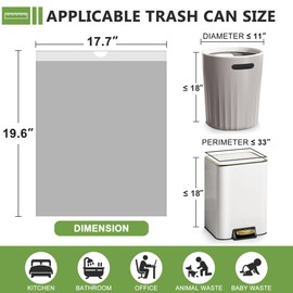 231 Count-Small Trash Bags, 4 Gallon Trash Bag Drawstring, Gray White Bathroom Garbage Bags，Tear-Free Garbage Bags ，Plastic Wastebasket Liners for Toilet Home Office and Bedroom