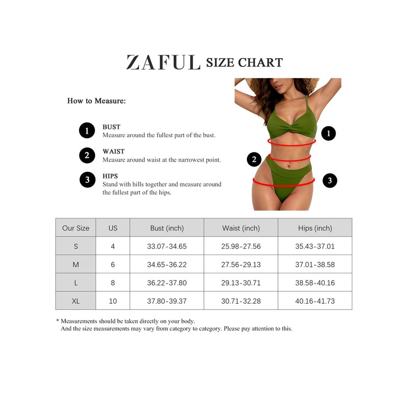 ZAFUL - Conjunto de bikini para mujer, con espalda cruzada,
