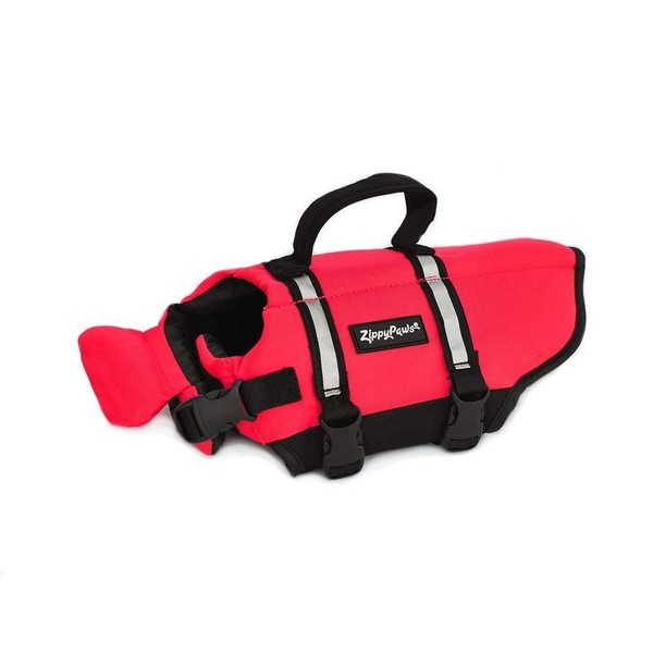 ZippyPaws Adventure Dog Lifejacket, Swimming Vest for Dogs & Puppies, Life Jacket for Swim Training Small Medium & Large Dogs - Red, X-Small