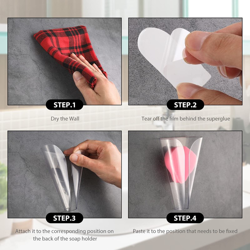 CHENGU 2 Pcs Plastic Soap Holder Drainage Wall Mounted Soap