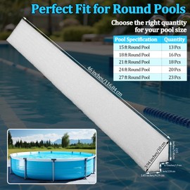 Pangda 16 Pcs Pool Cove for 18ft Above Round Pool, 46" Foam Pools Liner Protection Strips Above Ground Pools Accessories, Peel and Stick Strips White Molding for Vinyl Ground Support