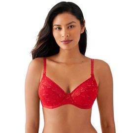 Wacoal Women's Lifted in Luxury Full Figure Lace Unlined Underwire Bra, Equestrian Red, 34D