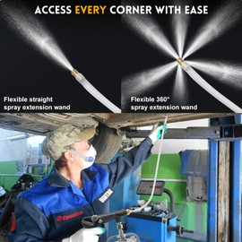 Undercoating Spray Gun with 33.82oz Suction Feed Cup, 360° & Straight Spray Hoses and Air Rust Connector, for Truck Bed Liner Coating, Rubberized Undercoat, Rust Proofing