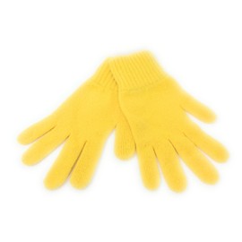 Pure Lambswool Gloves - Womens Short Cuff - Yellow - Made in Scotland UK