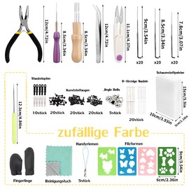 Riddur 228 Pieces Needle Felting Starter Kit, 50 Colors Wool Yarn for Felting, Practical Carry Bag with Basic Felting Tools and Accessories, DIY Wool Felt Suit with Colorful Felt Shape for Craft