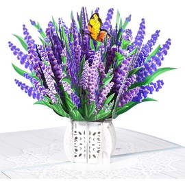 YianHien Pop Up Card Lavender - 3D Flower Birthday Cards for Women, Wife, Auntie & Mom (Birthday Card, Get Well Soon, Recovery, Thank You), Flower Bouquet for Birthday Congratulations Anniversary