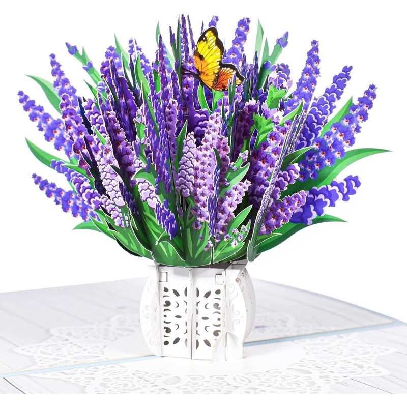 YianHien Pop Up Card Lavender - 3D Flower Birthday Cards