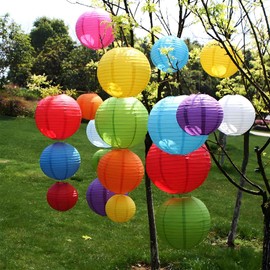 prxififeq Rainbow Paper Lanterns 12Pcs Hanging Round Paper Lanterns Decorative for Graduation Baby Shower Wedding Birthday Family Parties ﻿
