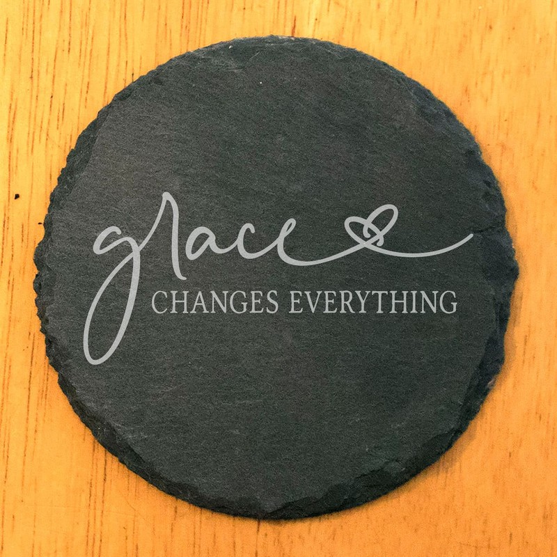 Faith and Hope: Laser Etched "Grace Changes Everything" Coasters: Inspirational